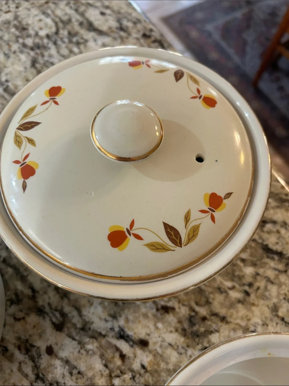 Vintage Hall Jewel Tea Autumn Leaf Set of 3 Stackable Casserole Dish with Lid